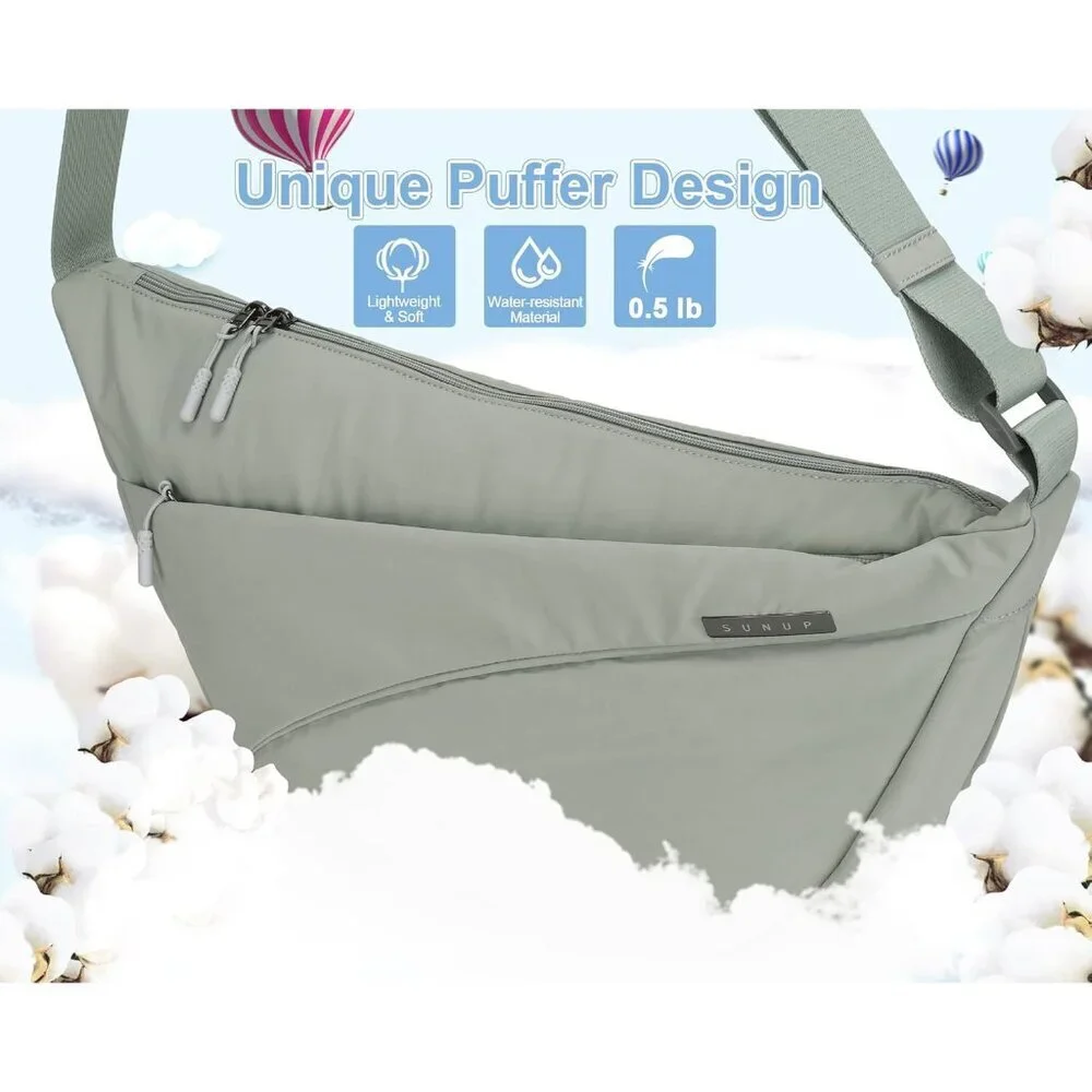 Nylon Crescent Crossbody Bag Unisex Lightweight Travel Shoulder Bag - Picture 4 of 7